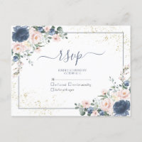Dusty Blue Blush Pink Gold Floral No Menu UAWG