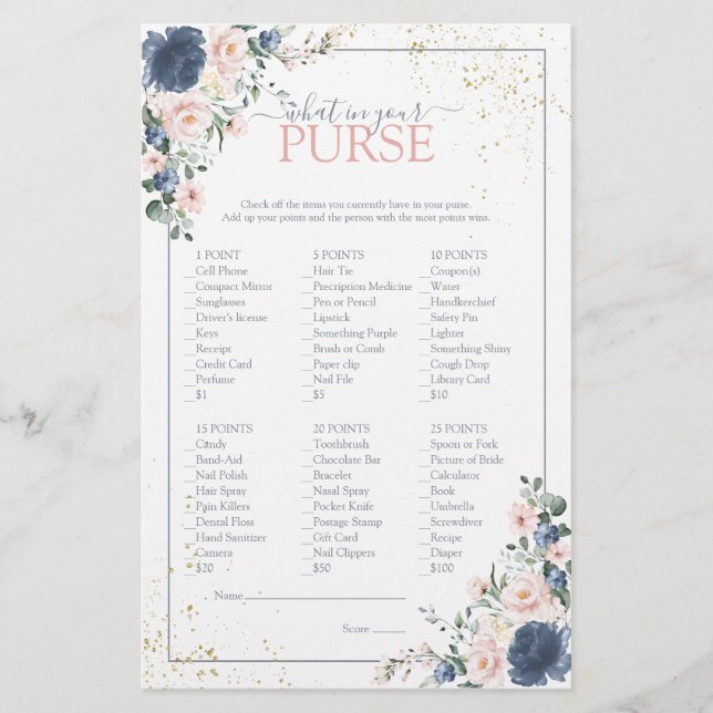 Dusty Blue Blush Pink Gold Floral Showspiel (Vorderseite)