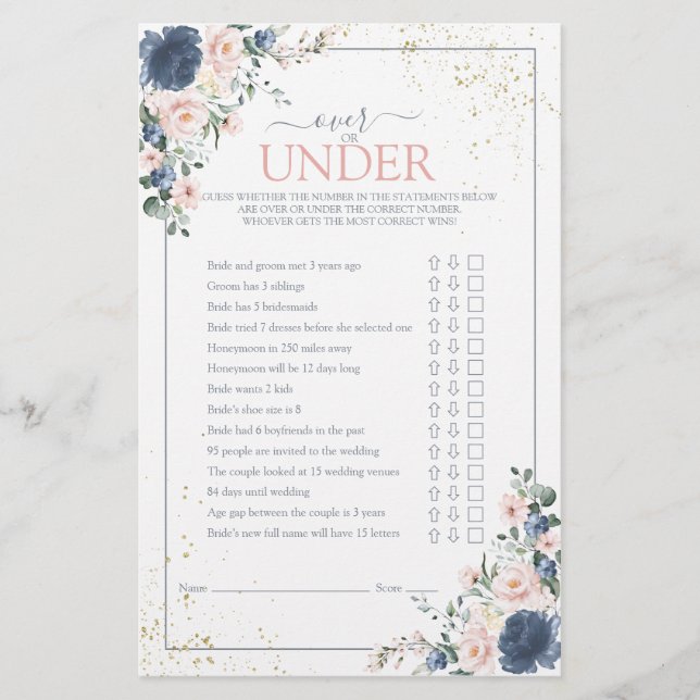 Dusty Blue Blush Pink Gold Floral Showspiel (Vorderseite)