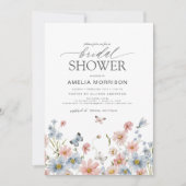 Dusty Blue Blush Pink QR Code Garden Brautparty Einladung (Vorderseite)