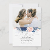 Dusty Blue & Blush Pink Save the Date Foto Ankündigung (Vorderseite)
