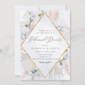 Dusty Blue & Blush Probe Abendessen am blumigen Uf Einladung (Vorderseite)