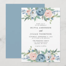 Dusty Blue & Blush Rose Blumenwasser Hochzeit