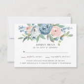 Dusty Blue & Blush Rose Hochzeitsessen UAWG RSVP Karte (Vorderseite)