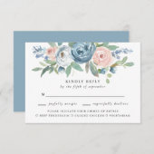 Dusty Blue & Blush Rose Hochzeitsessen UAWG RSVP Karte (Vorne/Hinten)