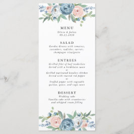 Dusty Blue & Blush Rose Wedding Menu Menükarte
