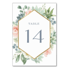 Dusty Blue Blush Sukkulent Blumengarten Hochzeit Tischnummer