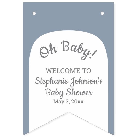 Dusty Blue Bohemisch Arch Oh Baby Dusche Wimpelkette (Erste Fahne)