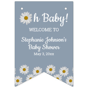 Dusty Blue Bohemisch Daisies Oh Baby Shower Wimpelkette