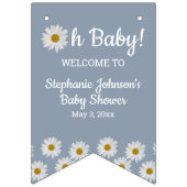 Dusty Blue Bohemisch Daisies Oh Baby Shower Wimpelkette (Dritte Fahne)
