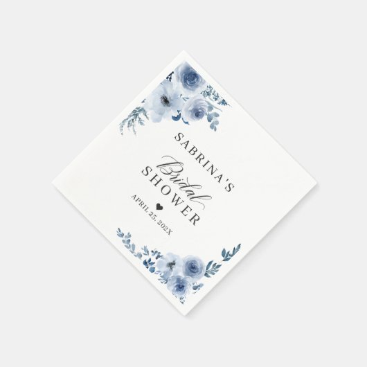 Dusty Blue Bohemisch Floral Brautparty Serviette (Ecke)