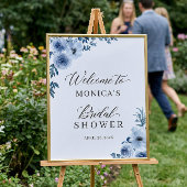 Dusty Blue Bohemisch Floral Brautparty Sign Poster