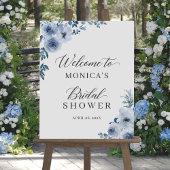 Dusty Blue Bohemisch Floral Brautparty Sign Poster