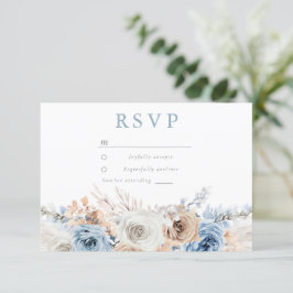 Dusty Blue Bohemisch Floral Jedes Anlasses & Weddi RSVP Karte