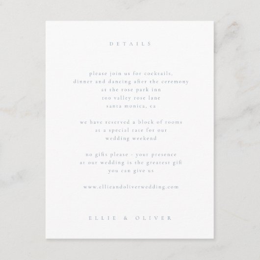 Dusty Blue Boho 1 Wedding Modern Begleitkarte (Vorderseite)