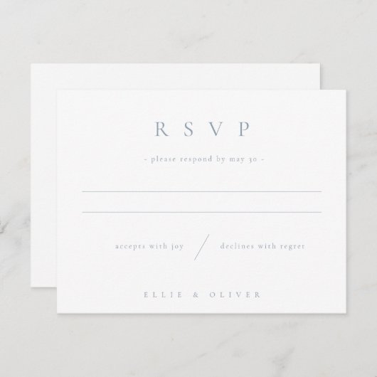 Dusty Blue Boho 1 Wedding Modern RSVP Karte (Vorne/Hinten)