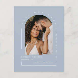 Dusty Blue Boho Arch Foto QR Code Rettete Unser Da Postkarte