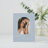 Dusty Blue Boho Arch Foto QR Code Rettete Unser Da Postkarte (Stehend Vorderseite)