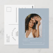 Dusty Blue Boho Arch Foto QR Code Rettete Unser Da Postkarte (Vorne/Hinten)