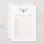 Dusty Blue Boho Baby Clothes Wishes for Baby Einladung (Vorderseite)