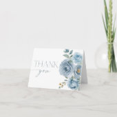 Dusty Blue boho blühende Rose Blume Dankeskarte (Vorderseite)