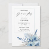 Dusty Blue Boho Blumenstudium Party Einladung (Vorderseite)