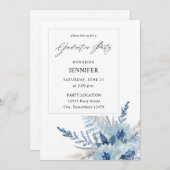 Dusty Blue Boho Blumenstudium Party Einladung (Vorne/Hinten)