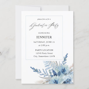 Dusty Blue Boho Blumenstudium Party Einladung