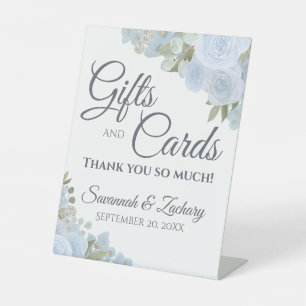 Dusty Blue Boho Blumenzettel & Cards Sockelschild