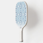 Dusty Blue Boho Chic Diamond Muster Custom Text Pickleball Schläger (Links)