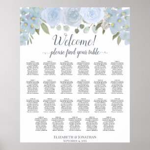 Dusty Blue Boho Chic Rose 23 Tischplattentabelle Poster