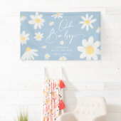 Dusty Blue Boho Daisy Blume Baby Showbanner Banner (Insitu)