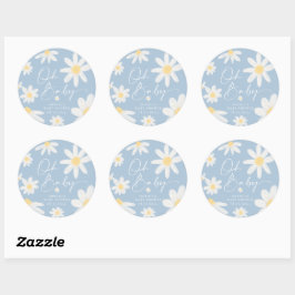 Dusty Blue Boho Daisy Blume Round Sticker