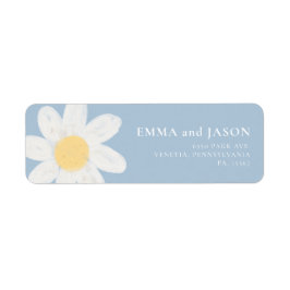 Dusty Blue Boho Daisy Floral Return Address Label