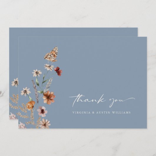 Dusty Blue Boho Dankeskarte (Vorne/Hinten)