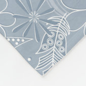 Dusty Blue Boho Feathers Blume Piss Monogramm Fleecedecke (Ecke)