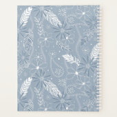 Dusty Blue Boho Feathers Blume Piss Monogramm Planer (Rückseite)