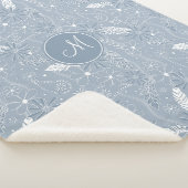 Dusty Blue Boho Feathers Blume Piss Monogramm Sherpadecke (3/4)