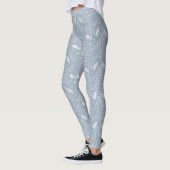 Dusty Blue Boho Federn Blume Paismuster Leggings (Links)