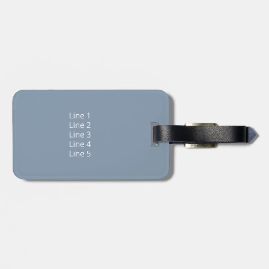 Dusty Blue Boho Federn Doodle Blume Gepäckanhänger (Rückseite horizontal)