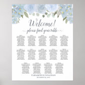 Dusty Blue Boho Floral 14 Table Seating Chart Poster (Vorne)