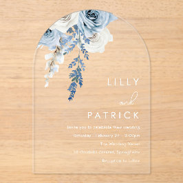 Dusty Blue Boho Floral Arch Wedding Acryleinladungen
