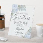 Dusty Blue Boho Floral Bitte unterschreiben Sie un Sockelschild (In SItu)