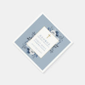 Dusty Blue Boho Floral First Holy Communion Serviette (Ecke)