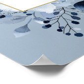 Dusty Blue Boho Floral Heilige Kommunion Begrüßung Poster (Ecke)