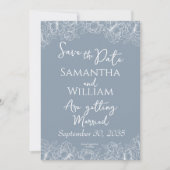 Dusty Blue Boho Floral Modern Wedding Save The Date (Vorderseite)
