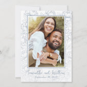Dusty Blue Boho Floral Modern Wedding Save The Date (Rückseite)