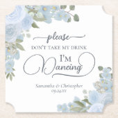 Dusty Blue Boho Floral Nimm meine Trinkehe nicht. Untersetzer (Vorderseite)