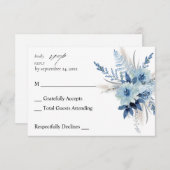 Dusty Blue Boho Floral no Meal UAWG RSVP Karte (Vorne/Hinten)