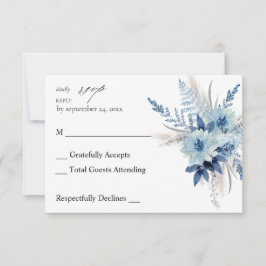 Dusty Blue Boho Floral no Meal UAWG RSVP Karte